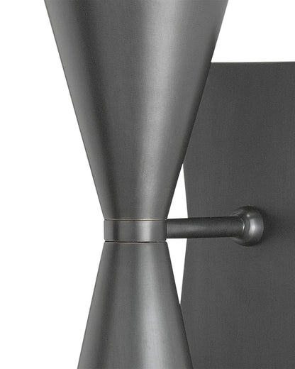 Gino Wall Sconce, 2-Light, Dark Gray, White Interior, 15"H, Currey and Company 5000-0044