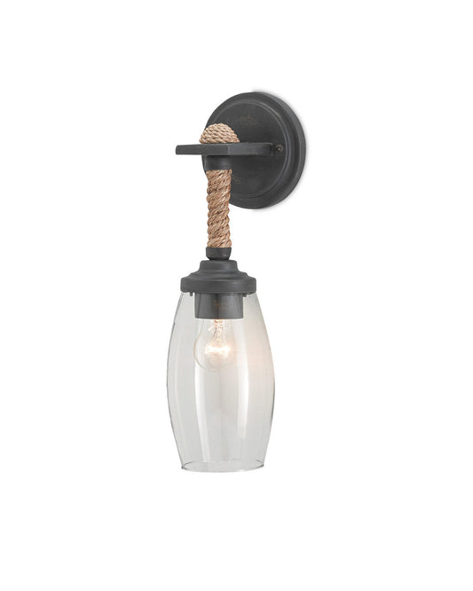 Currey and Company Hightider Wall Sconce Natural, Clear, French Satin