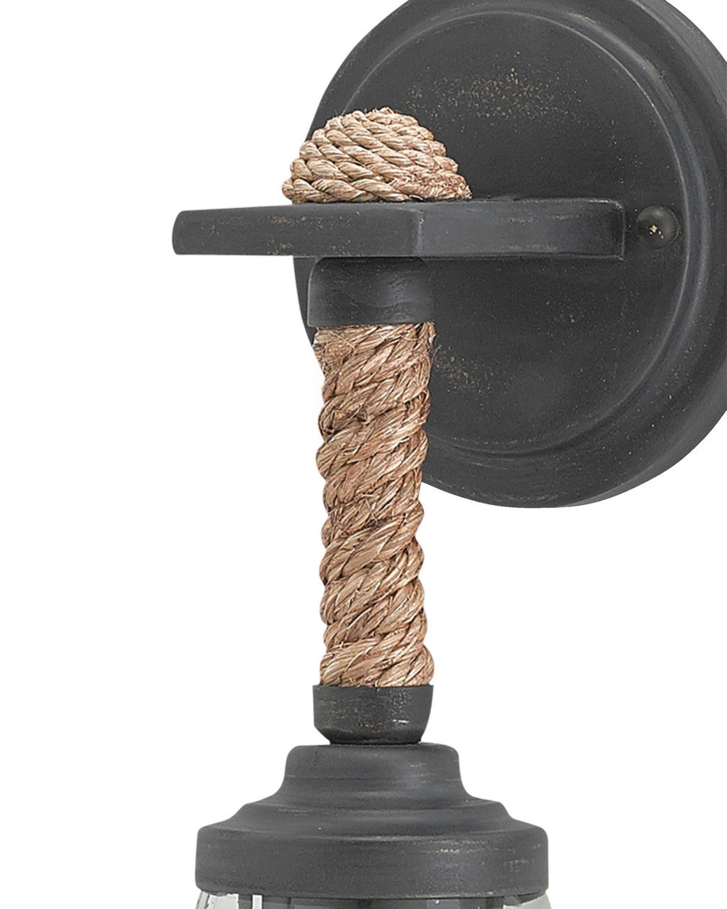 Hightider Wall Sconce, 1-Light, French Black, Natural, 16.25"H, Currey and Company 5000-0049