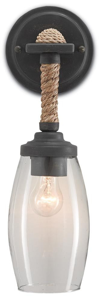 Hightider Wall Sconce, 1-Light, French Black, Natural, 16.25"H, Currey and Company (5000-0049 KGWT)
