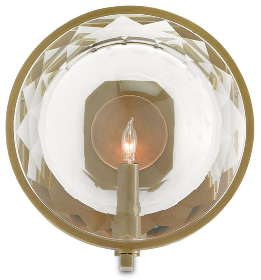 Currey and Company MarjieScope Brass Wall Sconce Clear Antique Brass