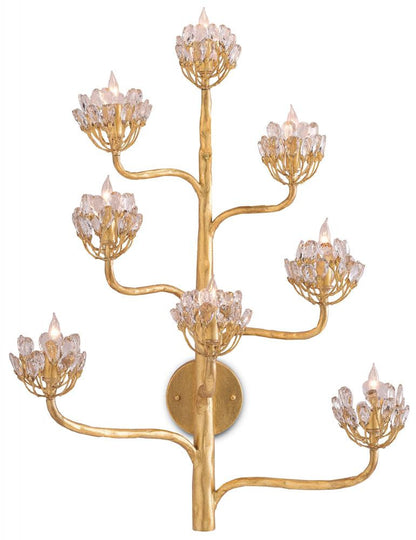 Currey and Company Agave Americana Gold Wall Sconce Clear, Dark Contemporary Gold Leaf
