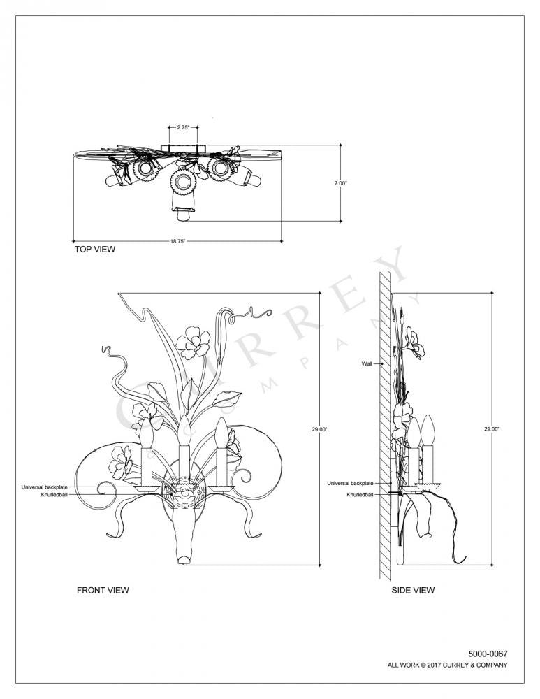 Westley Wall Sconce, Currey and Company (5000-0067 KKTH)