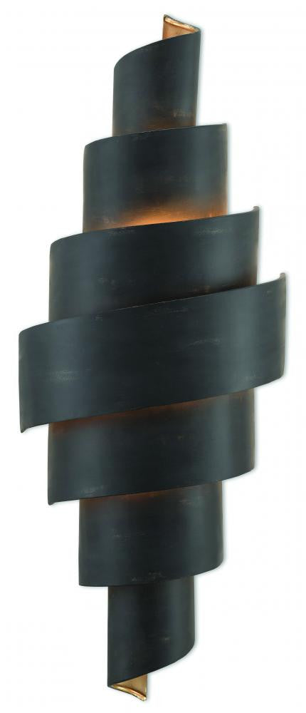 Currey and Company Chiffonade Black Wall Sconce French Black, Painted Gold