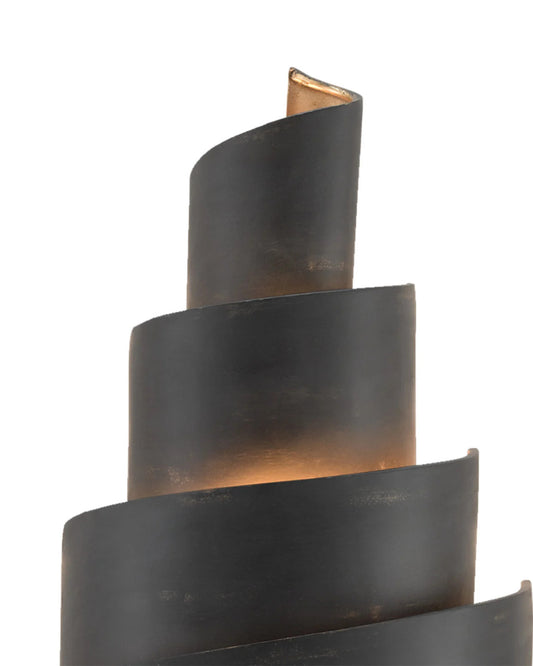 Chiffonade Wall Sconce, 2-Light, French Black, Painted Gold, 27.75"H, Currey and Company 5000-0112
