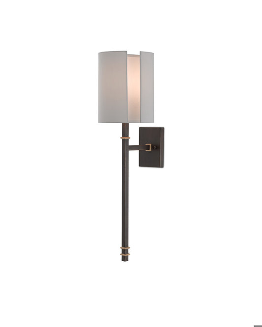 Currey and Company Rocher Bronze Wall Sconce Hand Rubbed Bronze, Contemporary Gold Leaf