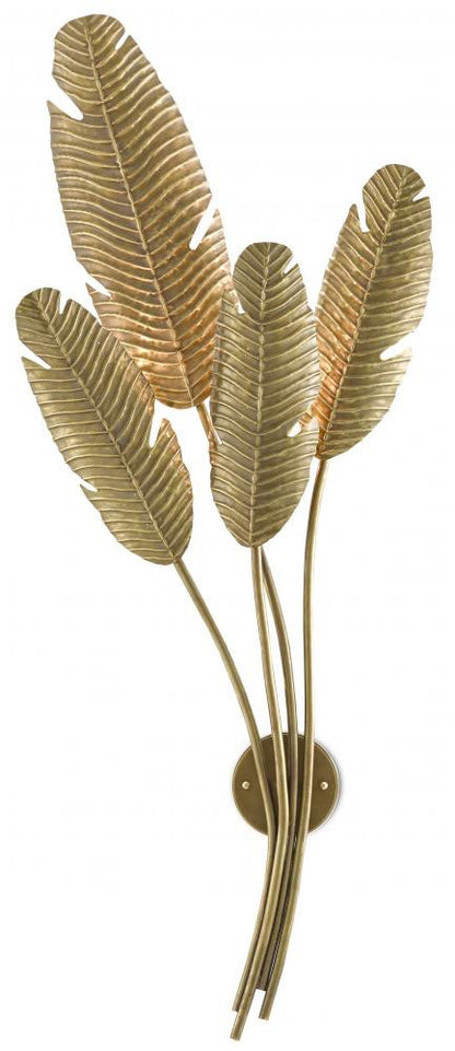 Currey and Company Tropical Brass Multi-Leaf Wall Sconce Vintage Brass