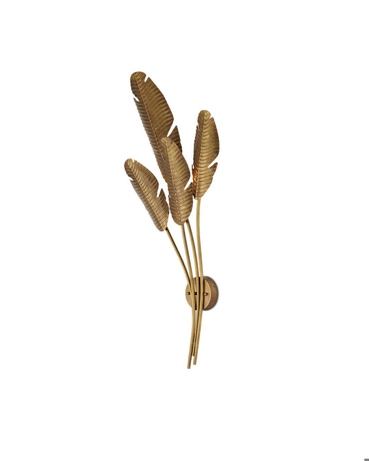 Tropical Brass Multi-Leaf Wall Sconce Currey and Company 5000-0128