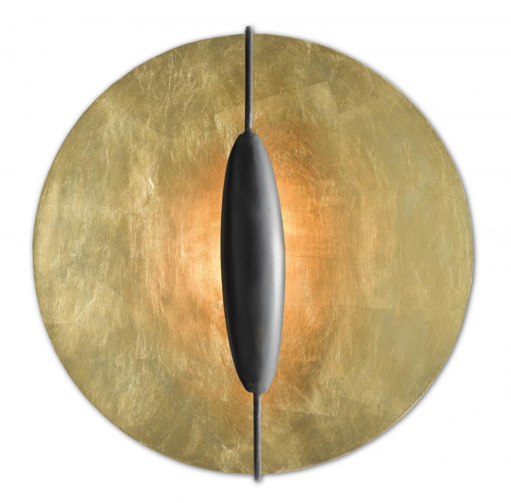 Currey and Company Pinders Gold Wall Sconce Contemporary Gold Leaf, Contemporary Gold, 