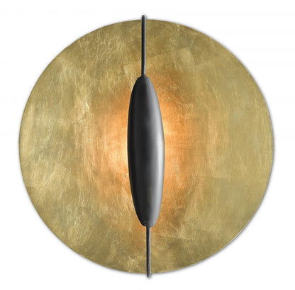 Currey and Company Pinders Gold Wall Sconce Contemporary Gold Leaf, Contemporary Gold, 