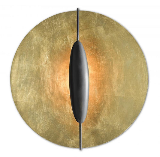 Currey and Company Pinders Gold Wall Sconce Contemporary Gold Leaf, Contemporary Gold, 