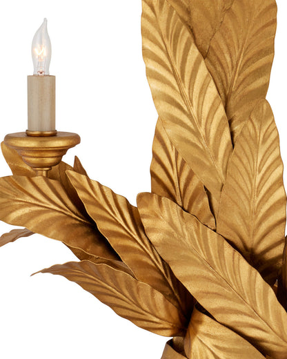 Apollo Gold Twisted Leaf Wall Sconce Currey and Company 5000-0132