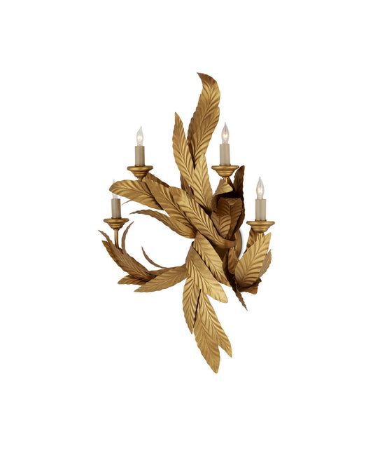 Apollo Gold Twisted Leaf Wall Sconce Currey and Company 5000-0132