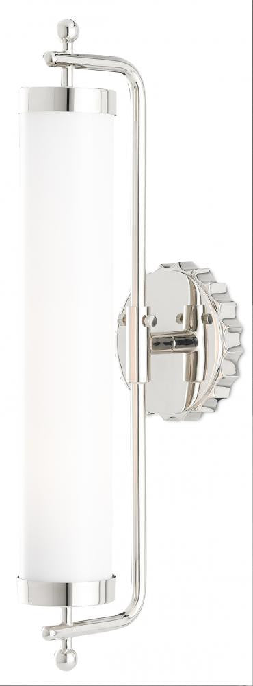 Currey and Company Latimer Nickel Wall Sconce White, Polished Nickel