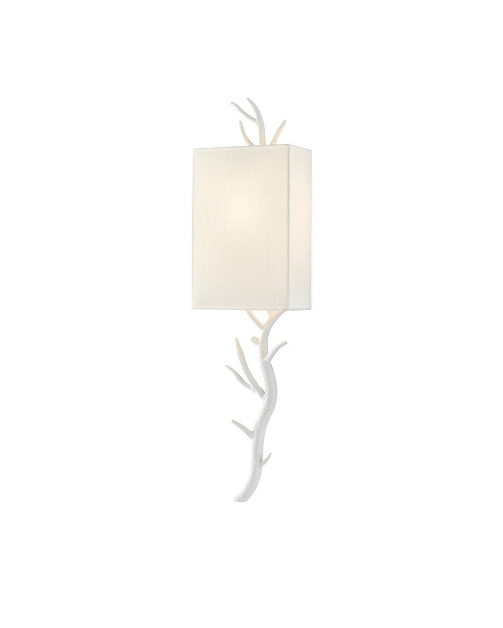 Currey and Company Baneberry White Wall Sconce, Left Gesso White