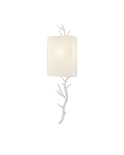 Currey and Company Baneberry White Wall Sconce, Left Gesso White