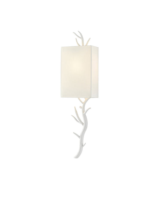 Currey and Company Baneberry White Wall Sconce, Left Gesso White