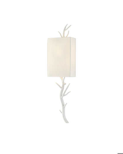 Currey and Company Baneberry White Wall Sconce, Right Gesso White