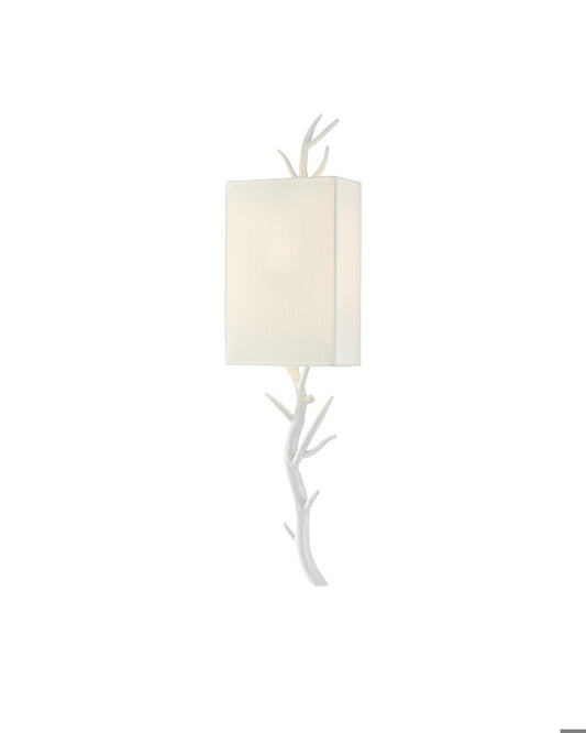 Currey and Company Baneberry White Wall Sconce, Right Gesso White