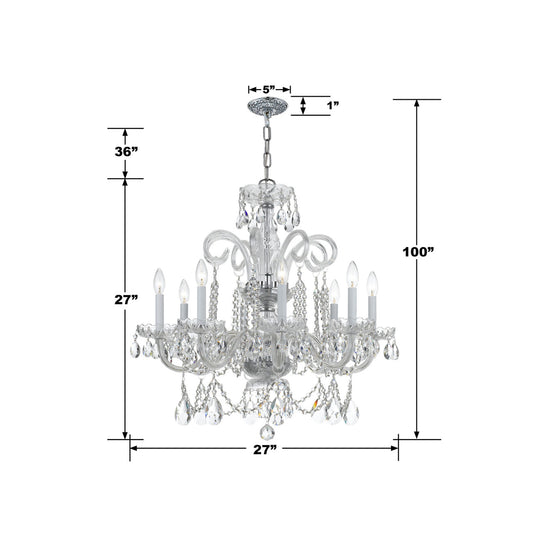 Crystorama Traditional 8 Light Crystal Chandelier Polished Brass