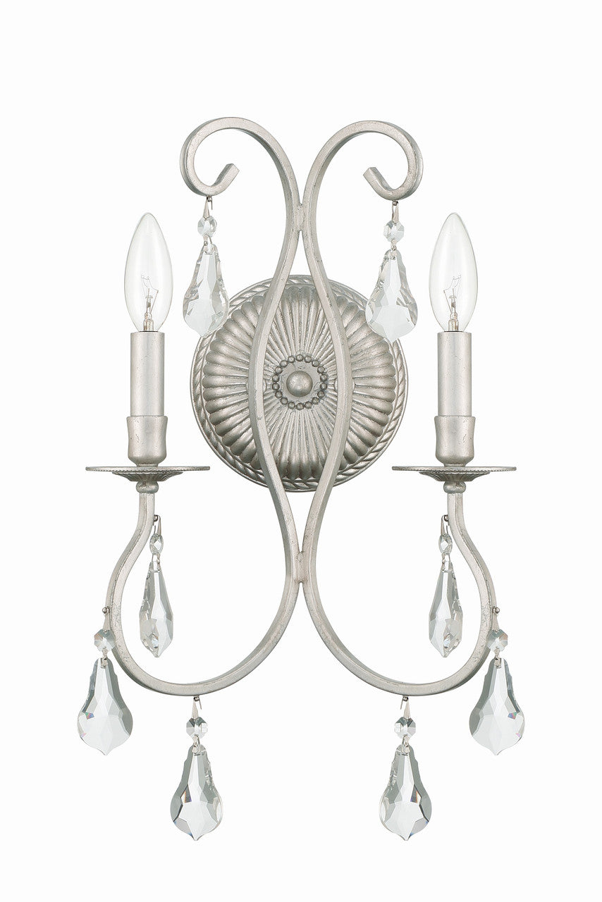 Crystorama Ashton 2 Light Wall Sconce Olde Silver