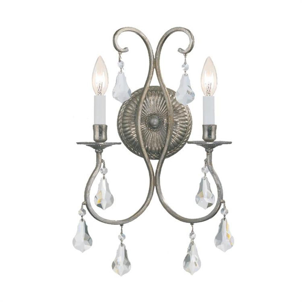 Crystorama Ashton 2 Light Wall Sconce Olde Silver