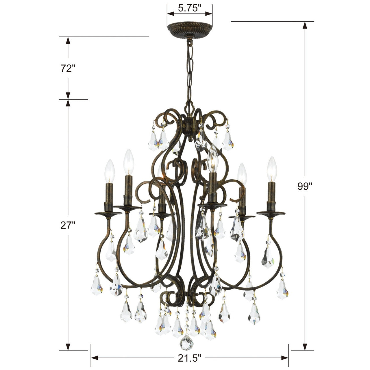Crystorama Ashton 6 Light Chandelier Olde Silver