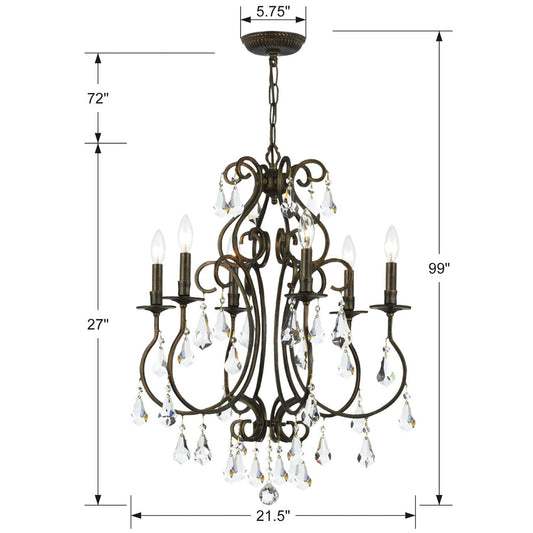 Crystorama Ashton 6 Light Chandelier Olde Silver