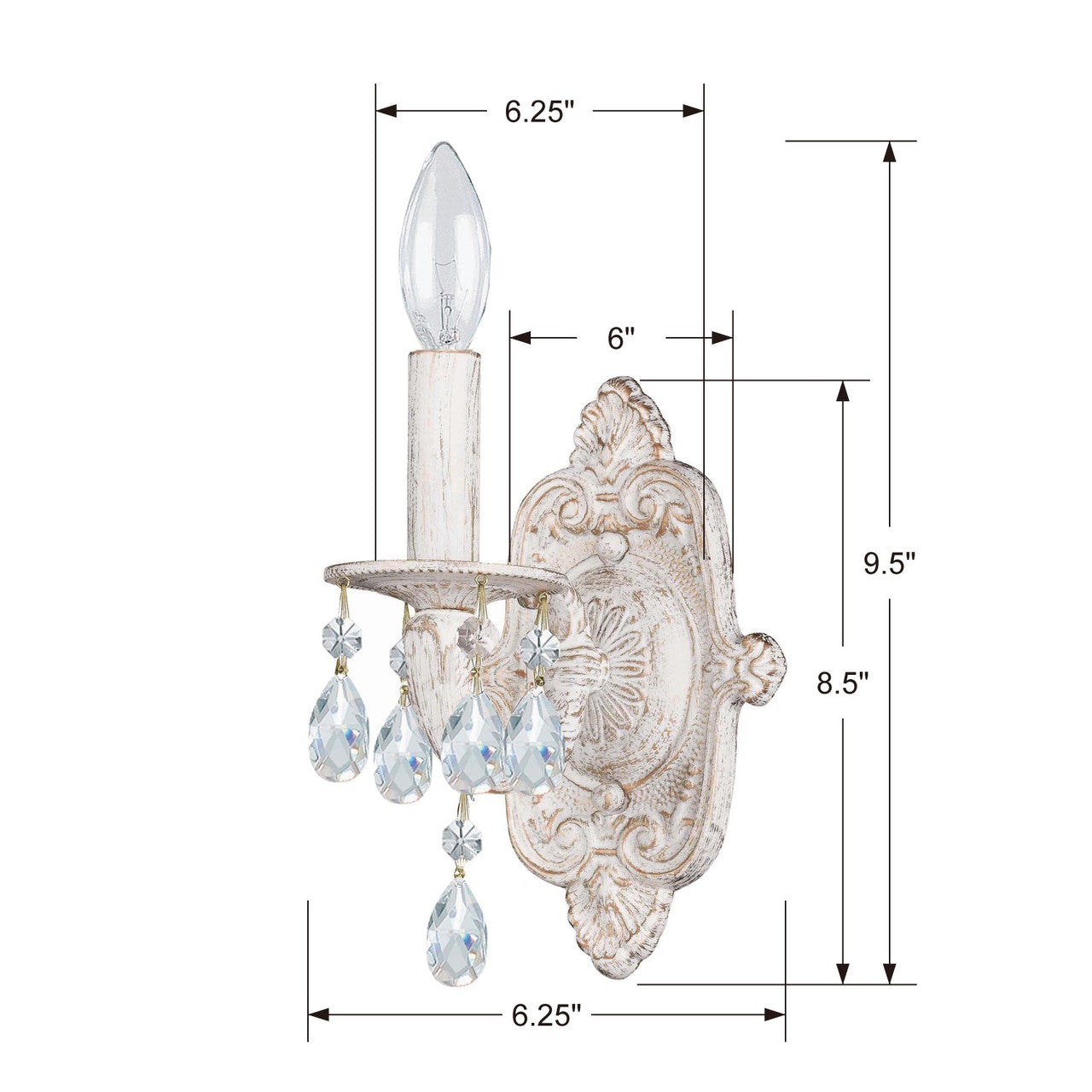 Crystorama Paris Market 1 Light Wall Sconce