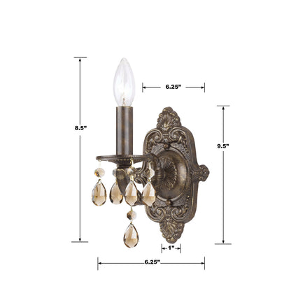 Crystorama Paris Market 1 Light Wall Sconce Antique White