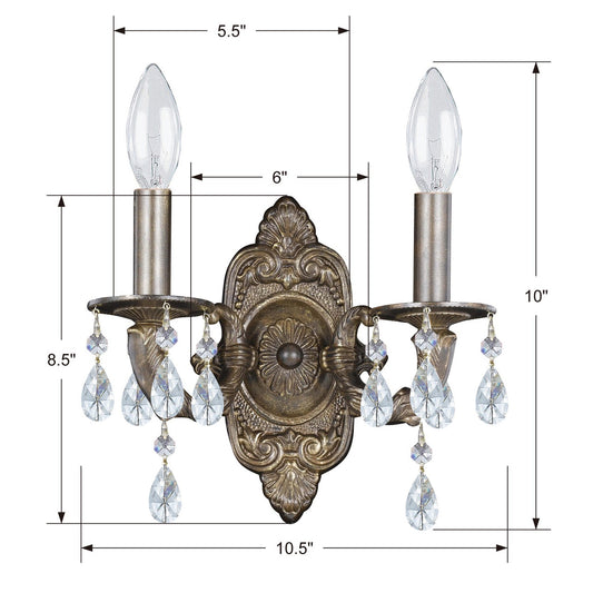 Crystorama Paris Market 2 Light Wall Sconce Venetian Bronze