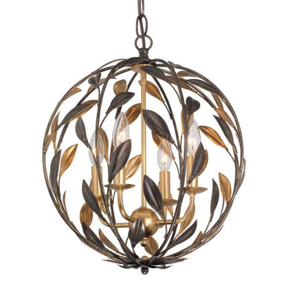 Crystorama Broche 4 Lights Mini Chandelier English Bronze, Antique Gold
