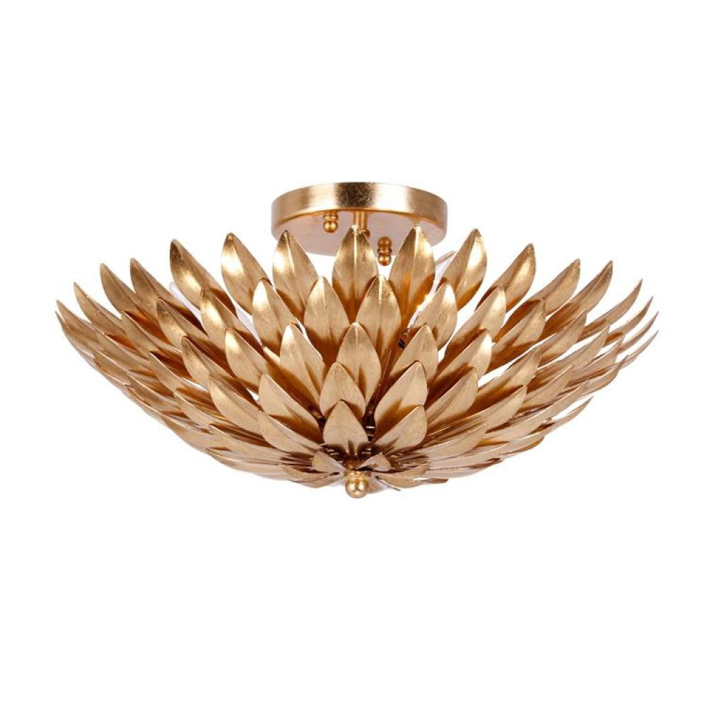 Crystorama Broche 4 Light Semi Flush Mount Antique Gold