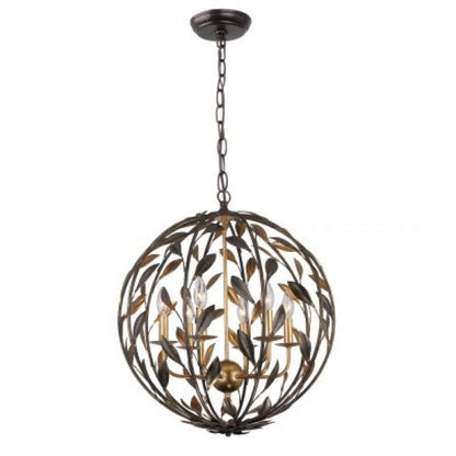 Crystorama Broche 6 Light Chandelier English Bronze, Antique Gold