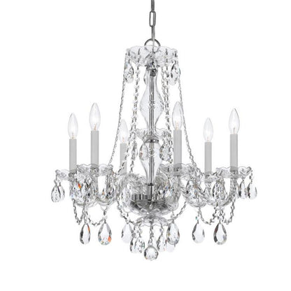 Crystorama Traditional 6 Light Crystal Chandelier Polished Brass