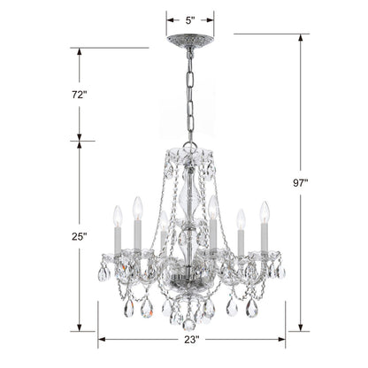 Crystorama Traditional 6 Light Crystal Chandelier Polished Brass