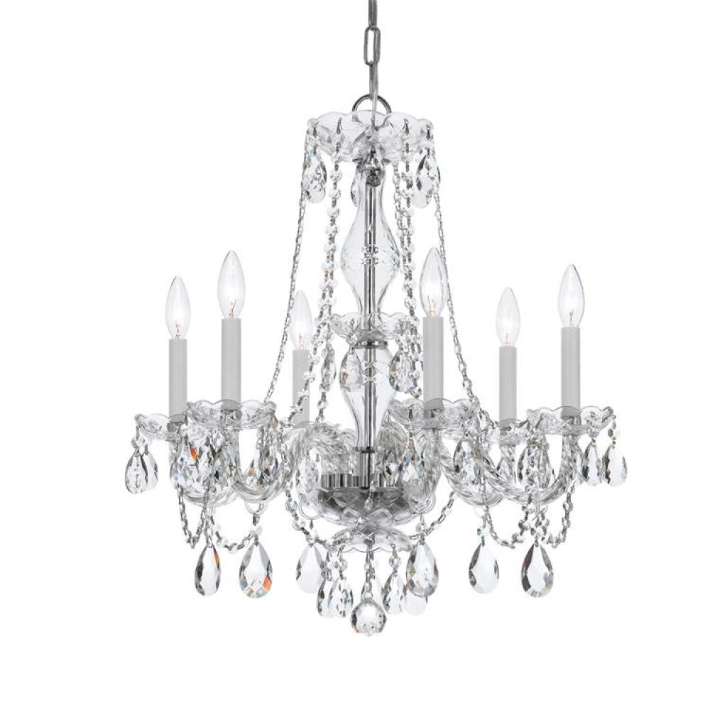 Crystorama Traditional 6 Light Crystal Chandelier Polished Chrome