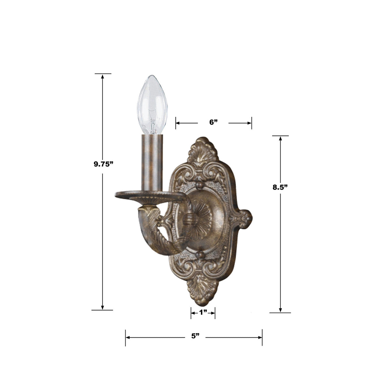 Crystorama Paris Market 1 Light Wall Sconce