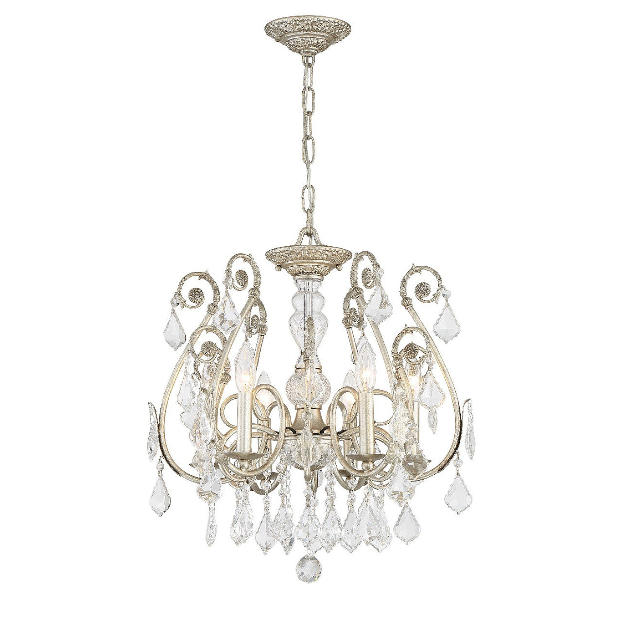 Crystorama Regis Semi Flush Mount Olde Silver