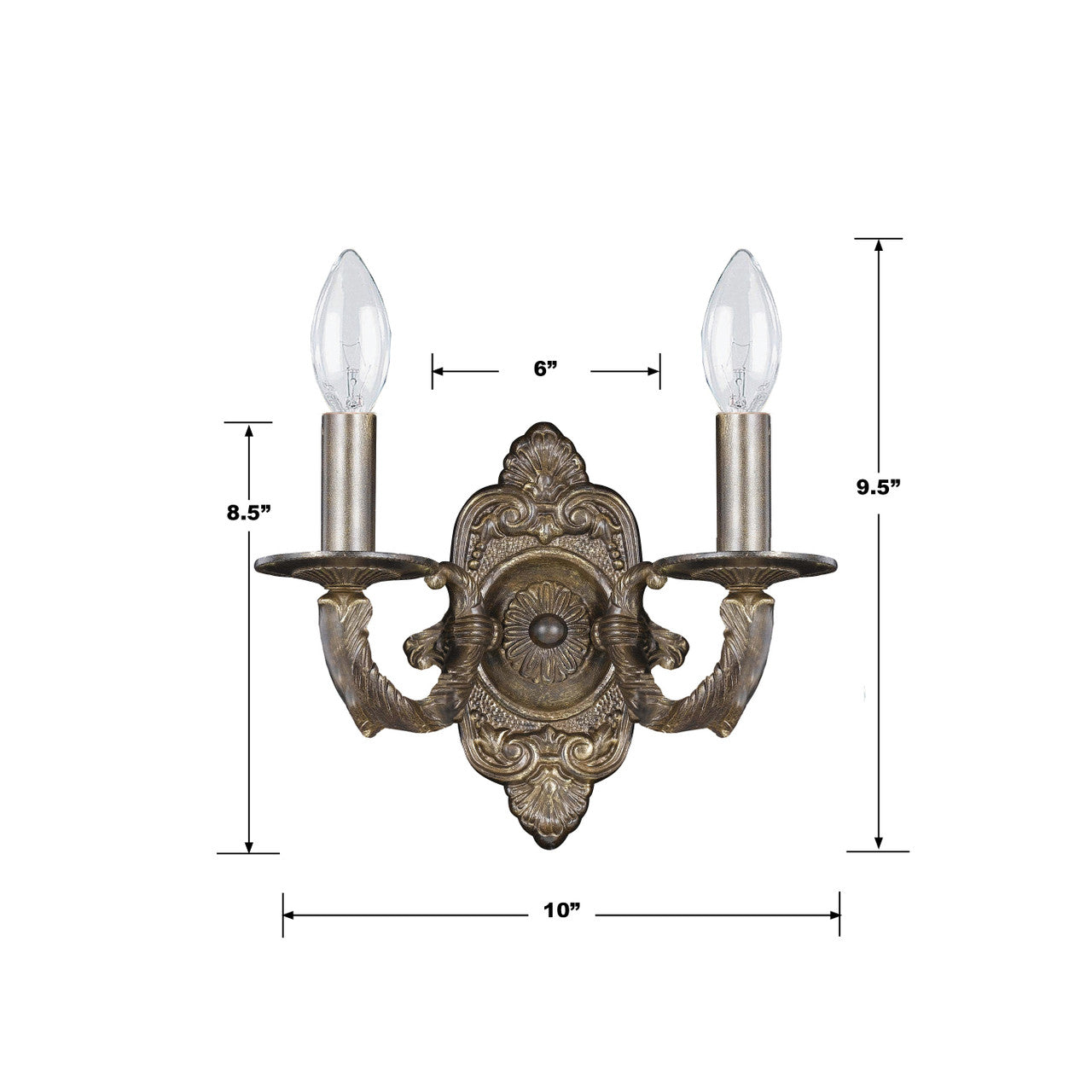 Crystorama Paris Market 2 Light Wall Sconce