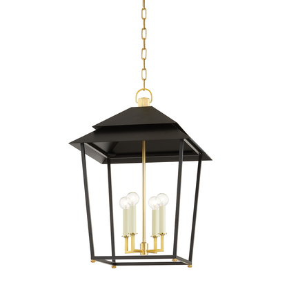 Hudson Valley Natick 18" 4-Light Lantern Aged Brass with Soft Black