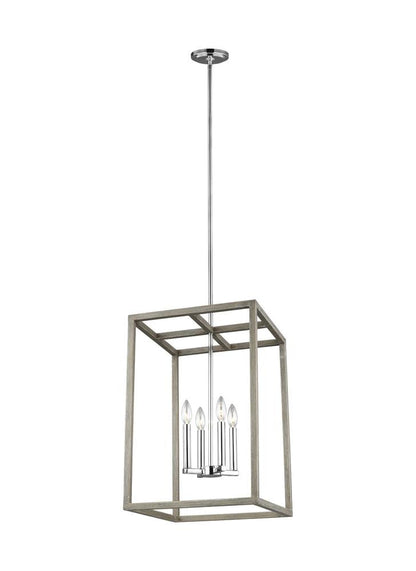 Generation Lighting Moffet Street Medium Four Light Hall / Foyer Washed Pine / Chrome