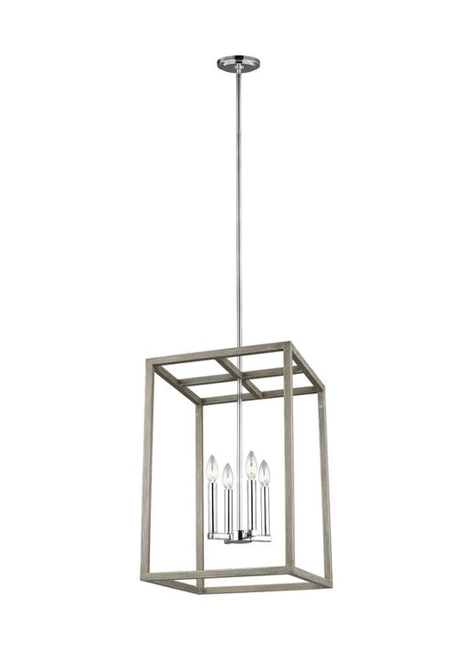 Generation Lighting Moffet Street Medium Four Light Hall / Foyer Washed Pine / Chrome
