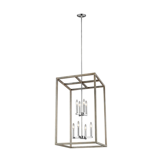 Generation Lighting Moffet Street Large Eight Light Hall / Foyer Washed Pine / Chrome