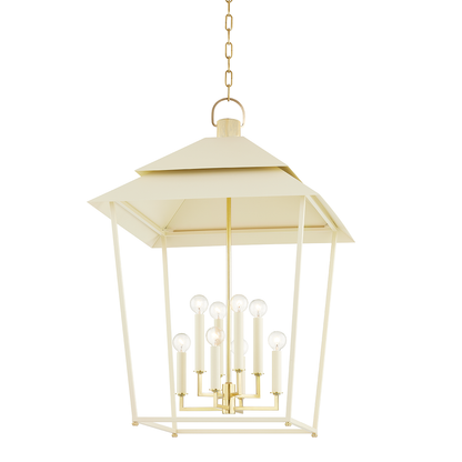 Hudson Valley Natick 8-Light Lantern in Aged Brass and Soft Sand