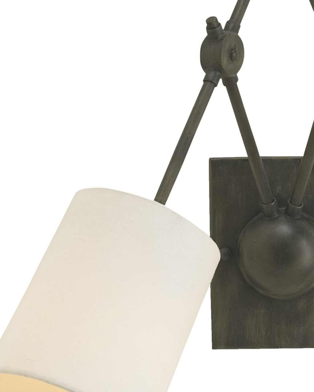 Compass Wall Sconce, 2-Light, Black Iron, 15"H, Currey and Company 5150