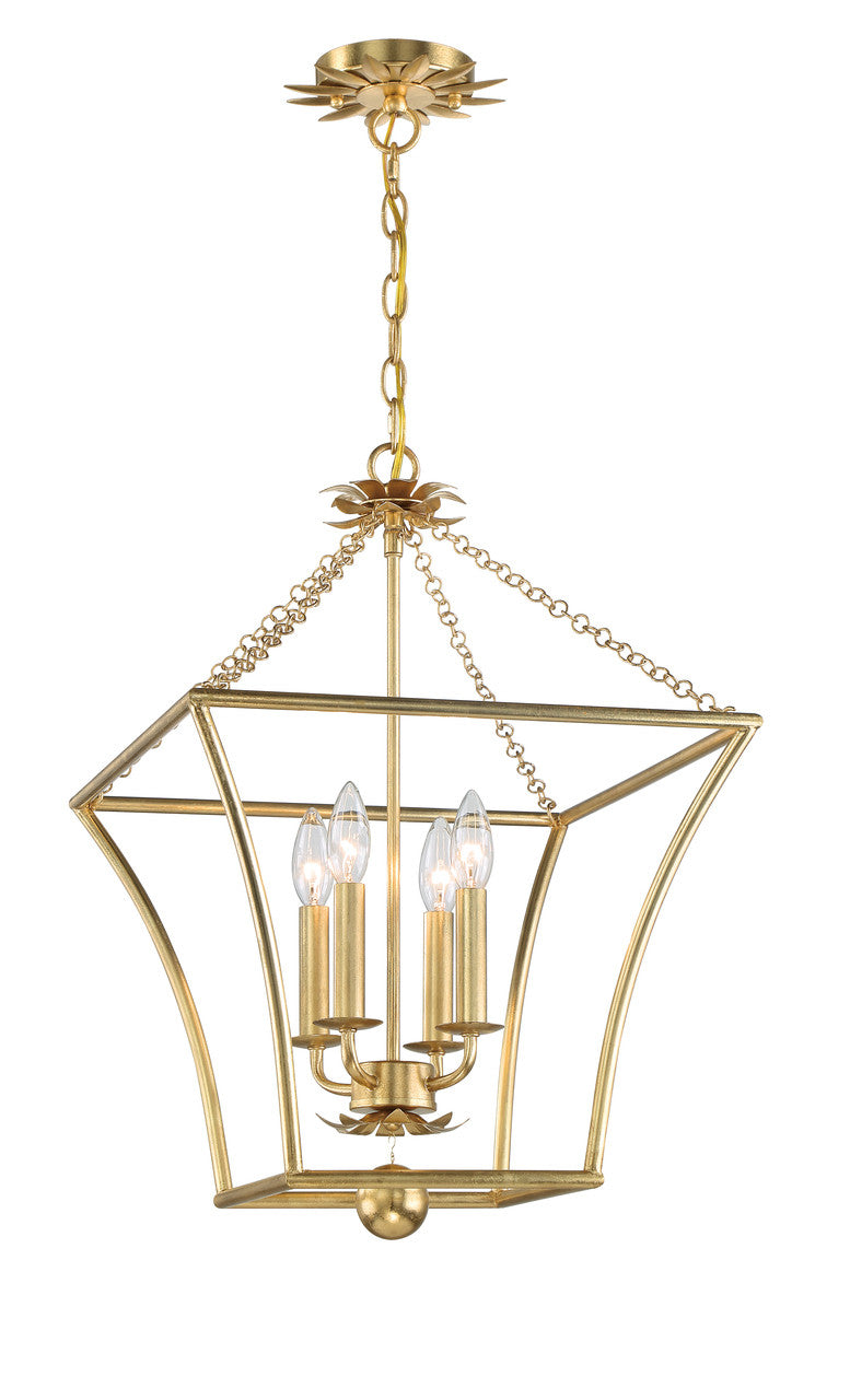 Crystorama Broche Mini Chandelier 4 Light Antique Gold