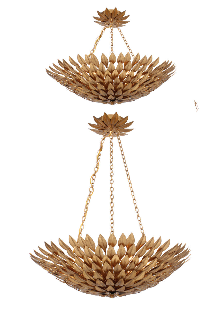 Broche Semi Flush Mount - Antique Gold 11"H