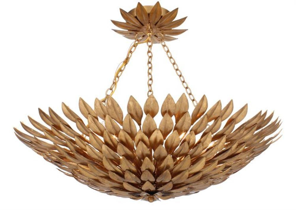 Broche Semi Flush Mount - Antique Gold 11"H