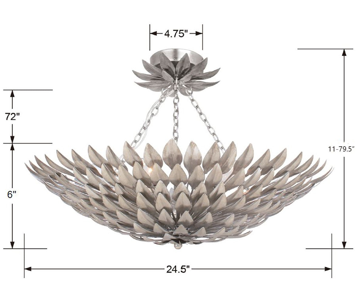 Broche Semi Flush Mount - Antique Silver 11"H, Crystorama, (517-SA_CEILING 2GQ3V)